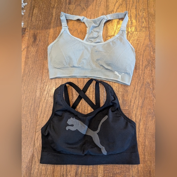 Puma Sports Bras, Training Bras, 2 Bras Black & Gray Youth XL Ladies XS/S - Picture 1 of 6